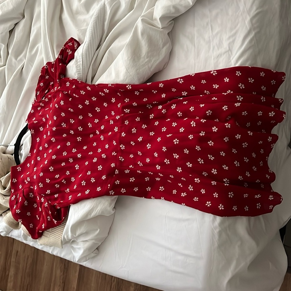 Red reformation patterned short dress size 4